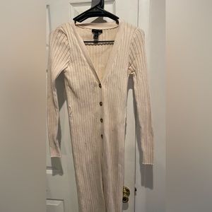 Long sleeve cream sweater dress for fall winter